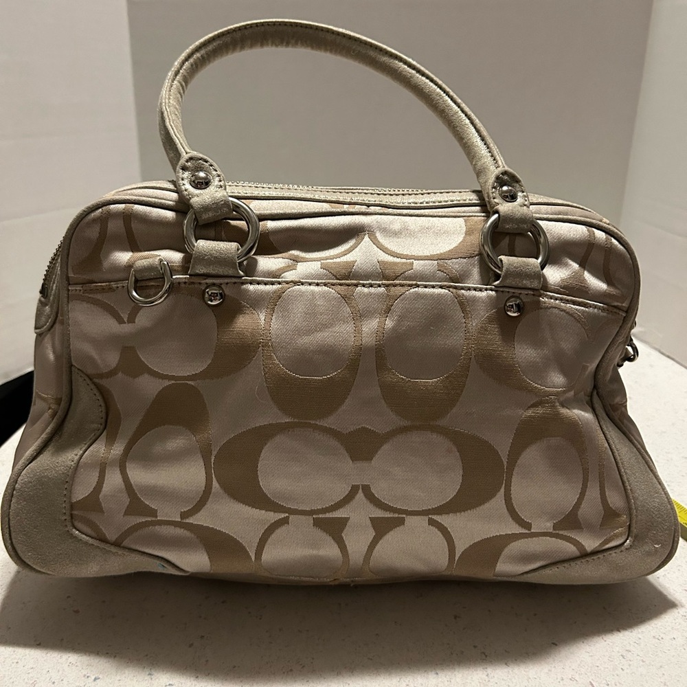 Elegant Coach Tan Monogrammed Handbag - Picture 3 of 9